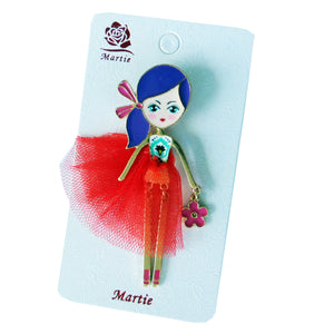 Brosa pe Carton de Martisor 1 8 Martie pentru Copii Fetita cu Floare Roz