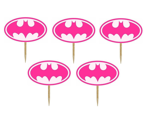Set 20 buc Scobitori Decorative Cupcake Toppers Candy Bar Muffin Petreceri Party Fetite Emblema Batgirl Roz Batman