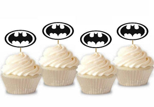 Set 20 buc Scobitori Cupcake Toppers Candy Bar Muffin Emblema Batman Negru-Alb