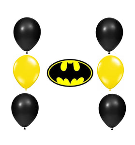 Set Baloane de Petrecere de Umflat 24 Buc Latex Cauciuc 2 Culori Negru-Galben Party Batman
