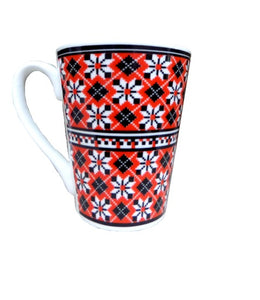 Cana de Apa din Ceramica Motive Traditionale Populare Romanesti Floare de Colt Rosii Etnice
