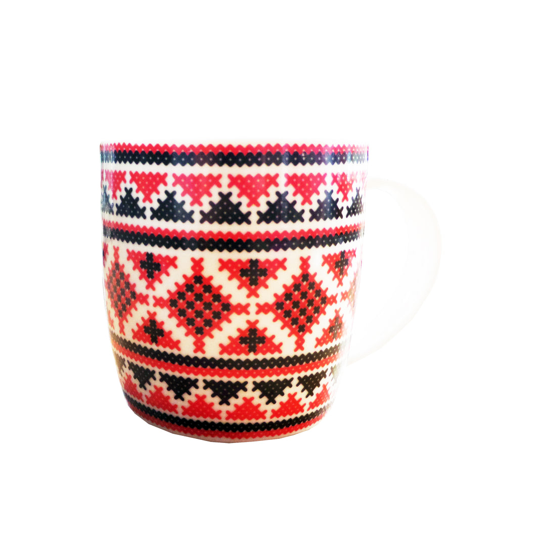 Cana de Apa Ceramica Motive Traditionale Taranesti Populare Covor Rosu-Negru