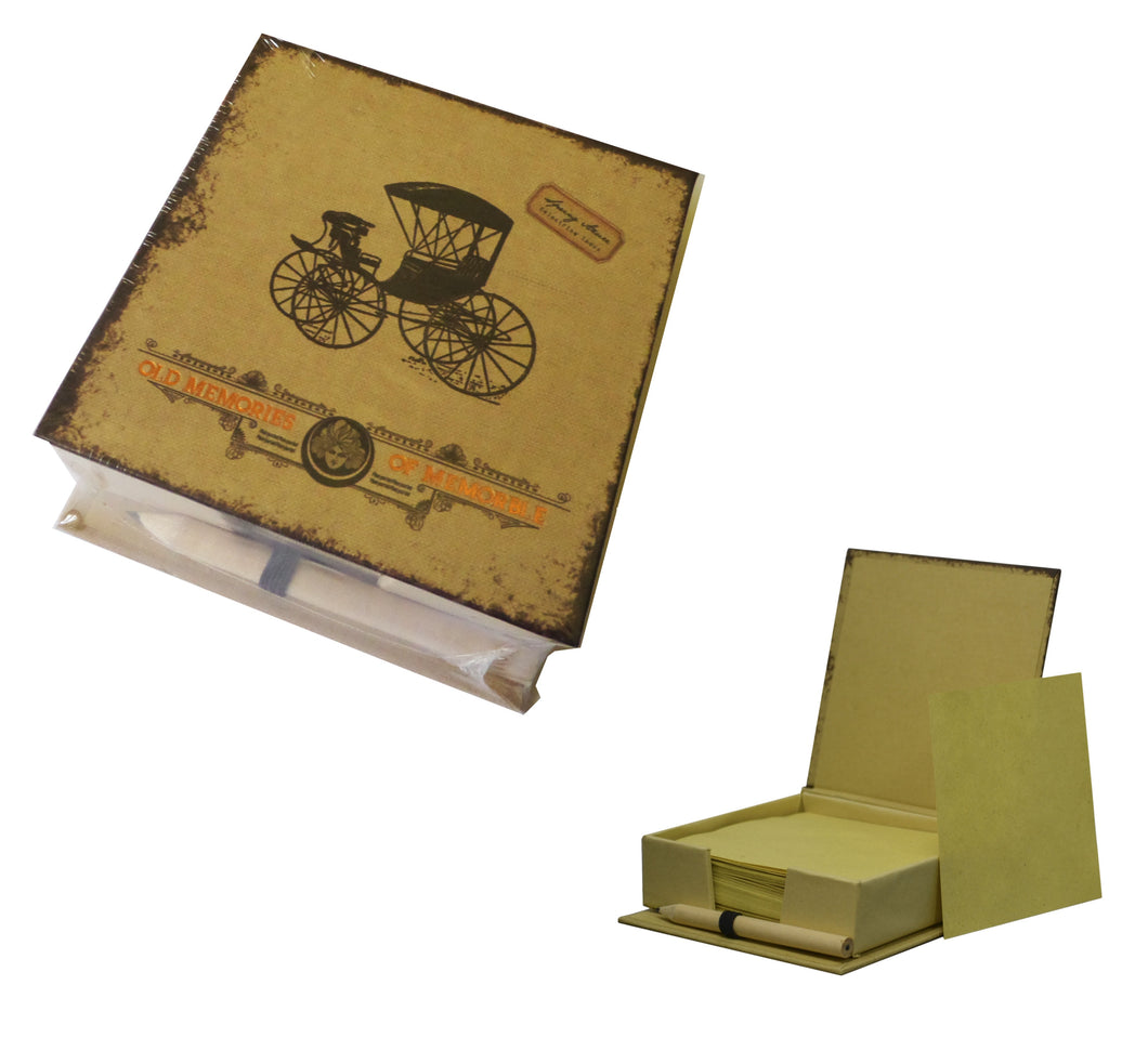 Set Cadou Barbati Domni in Cutie 2 Elemente Hartii Bloc-Notes Notite cu Creion Stil Retro