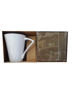 Set Cani in Cutie Cadou Lingurita Suport Coasters El si Ea Piele Ecologica
