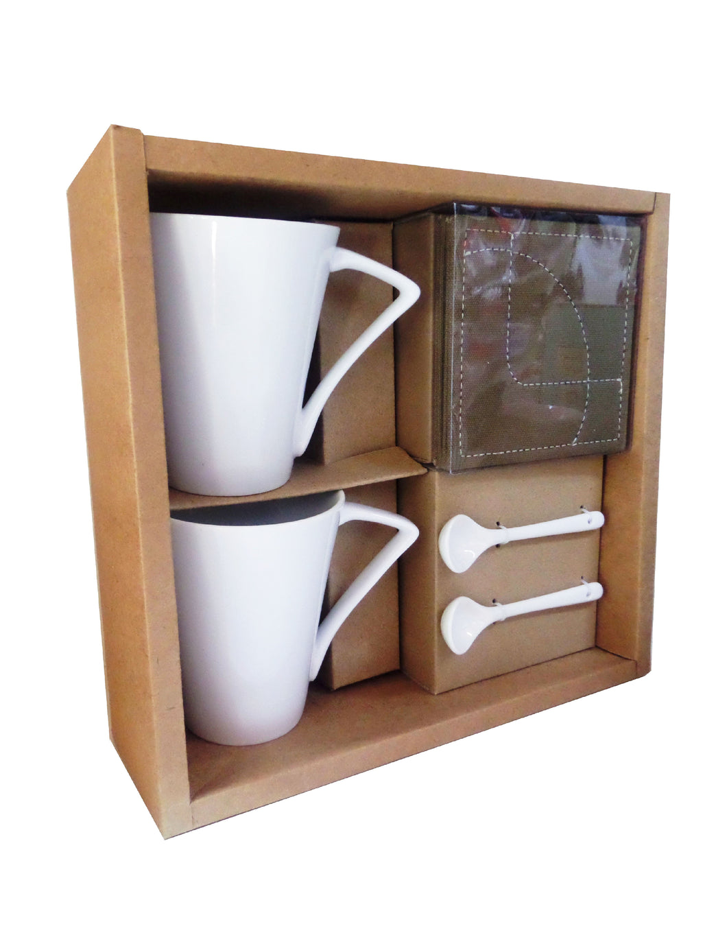 Set Cani in Cutie Cadou Lingurita Suport Coasters El si Ea Piele Ecologica