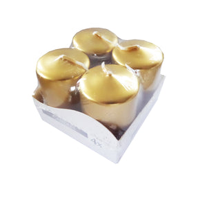 Lumanari Stalp Cilindrice Set 4 Bucati Auriu Gold Lucios 60x40 mm