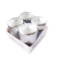 Încărcați imaginea în Galerie, Lumanari Stalp Cilindrice Set 4 Bucati Argintiu Silver Lucios 60x40 mm