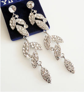 Cercei Mireasa Lungi de Nunta Statement Frunze Cristal Rhinestone in Cutie Cadou Strasuri