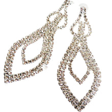 Încărcați imaginea în Galerie, Cercei Mireasa Lungi Statement cu Strasuri Rhinestone Cristale Nunta Lacrima in Cutie Cadou Femei Doamne