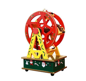 Carusel Muzical din Lemn cu Figurine de Craciun Roata Music Box Cadou Botez Copii