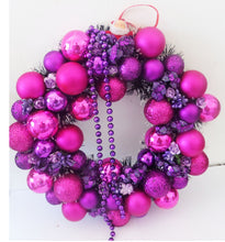 Încărcați imaginea în Galerie, Coronita Advent de Masa Agatat Usa Craciun Mov-Fuchsia cu Roz-Ticlam 30 cm