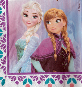 Servetele Decorative de Petrecere Party Set 10 bucati 33x33 cm Disney Fetite Frozen Regatul de Gheata Elsa Ana Olaf