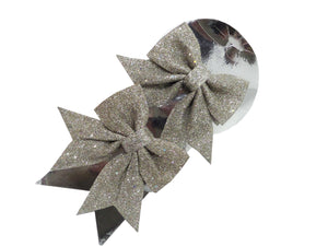 Decoratiuni de Brad Fundite Argintii Glitter Set 2 buc de Agatat pe Brad Pom