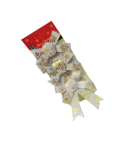 Decoratiuni de Brad Fundite Alb-Auriu Glitter Set 3 buc de Agatat pe Brad Pom
