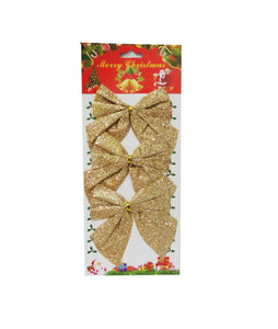 Decoratiuni de Brad Craciun Fundite Aurii Bronz Glitter Set 3 buc de Agatat pe Brad Pom Decorative