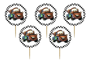Set 16 buc Scobitori Cupcake Toppers Candy Bar Muffin Cars Bucsa Tow Matter