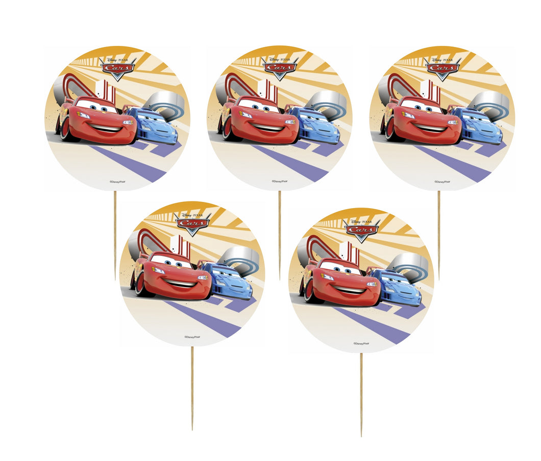 Set Scobitori Cupcake Toppers Candy Bar Round Muffin Prajituri Disney Cars Masinute Fulger McQueen