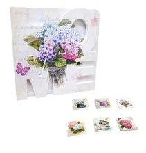 Încărcați imaginea în Galerie, Set 6 Suporturi Pahare Coasters Lemn Home Zambile Post Card