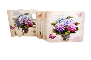 Set 6 Suporturi Pahare Coasters Lemn Home Zambile Post Card