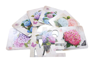 Set 6 Suporturi Pahare Coasters in Suport din Lemn Home Model Floral Zambile Carte Postala Post Card