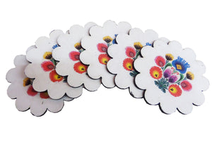 Set 6 Suporturi Pahare Coasters Lemn Etnic Folk Polonez