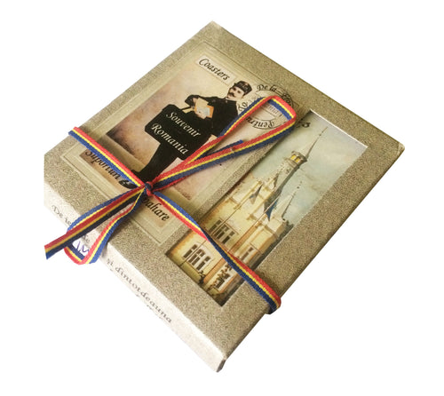 Set 6 Suporturi Pahare Coasters Romania Suvenir Orasul Caransebes Carte Postala