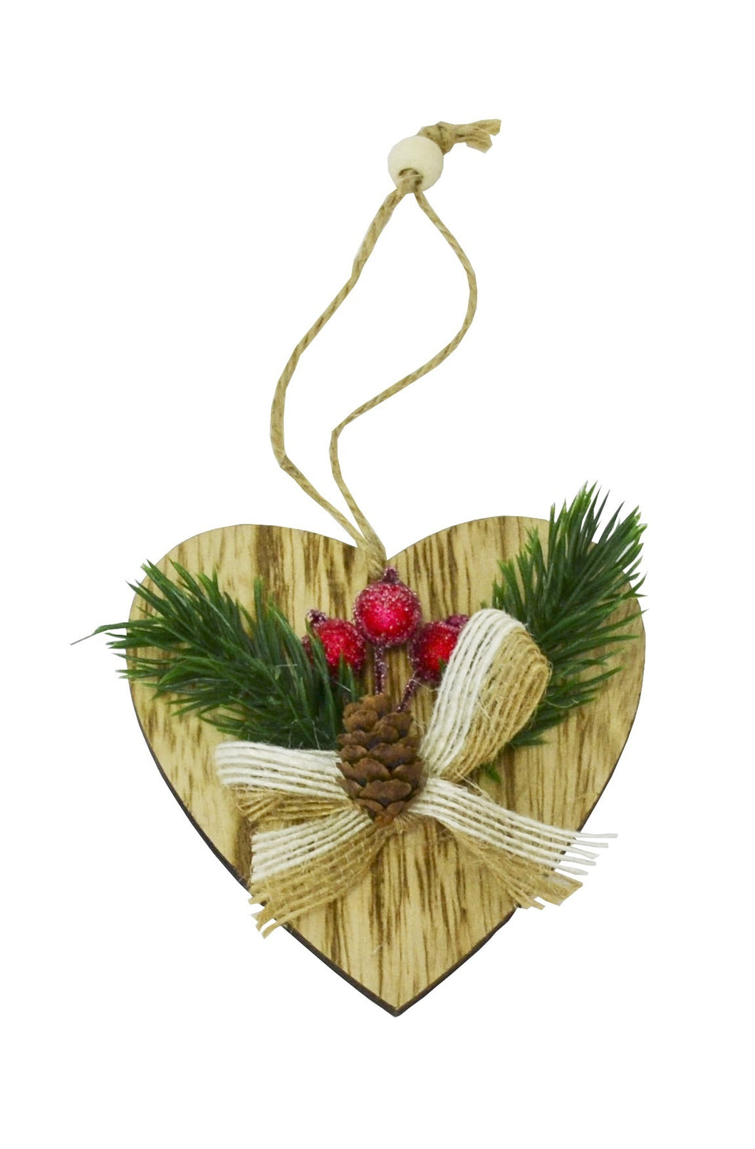 Decoratiune Ornamente Figurine de Brad din Lemn pentru Craciun de Agatat Inima Rustica