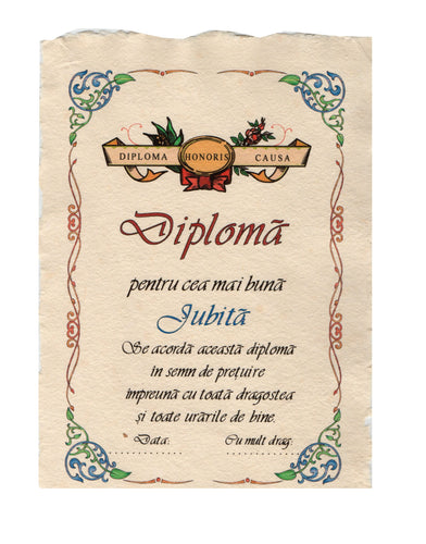 Diploma Personalizata Pergament Cadou cu Mesaj Dedicatie pentru Cea Mai Buna Cea Mai Buna Iubita
