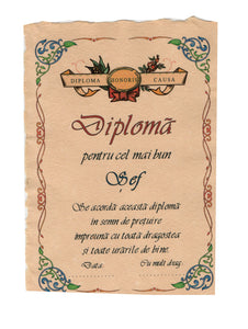 Diploma Personalizata Pergament Cadou cu Mesaj Dedicatie pentru pentru Cel Mai Bun Sef Domni