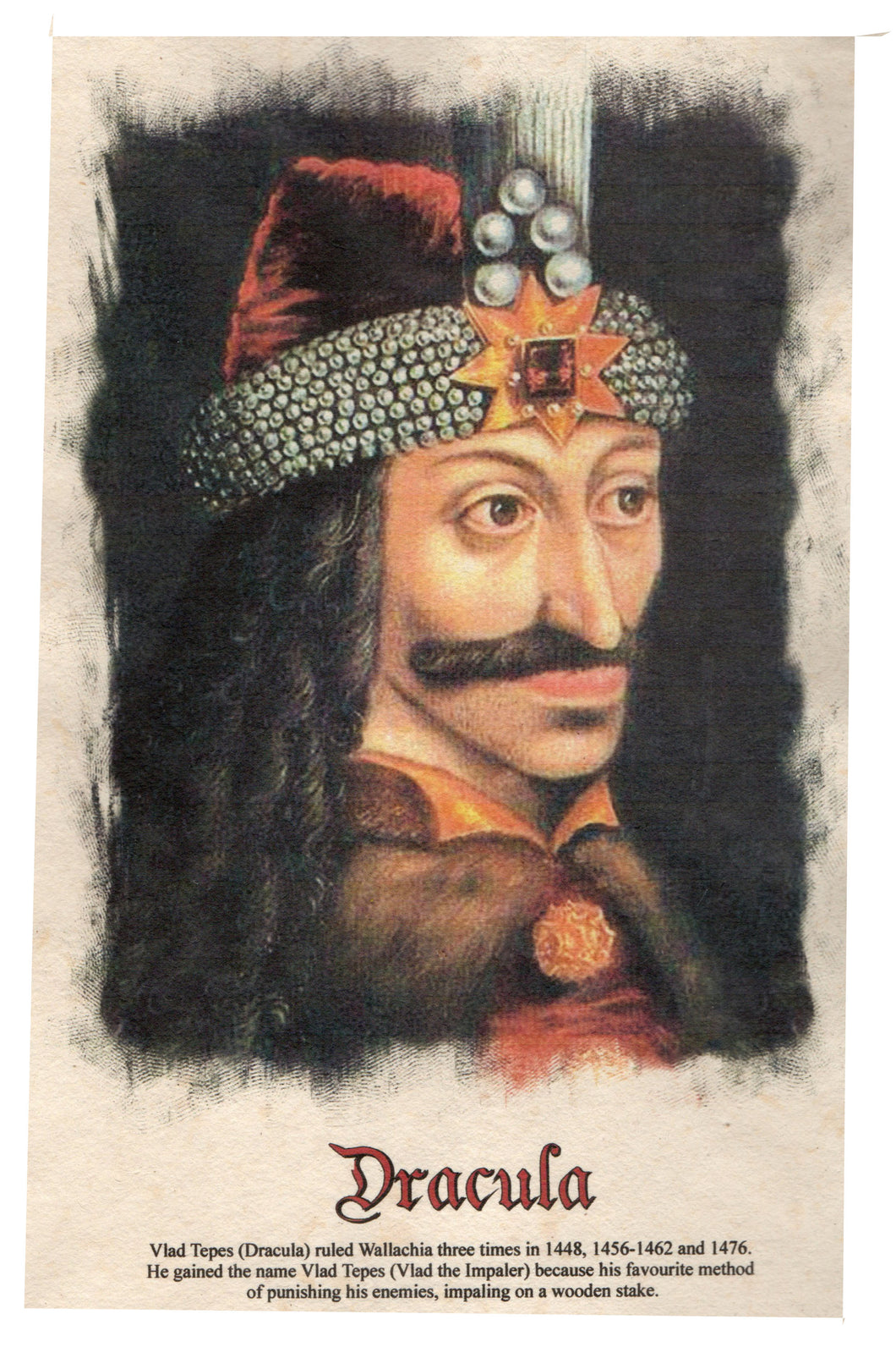 Diploma Personalizata Pergament Cadou Domni cu Mesaj Dedicatie Vlad Tepes Dracula Romania 27 cm