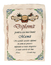 Încărcați imaginea în Galerie, Diploma Personalizata Pergament Cadou cu Mesaj Dedicatie pentru Cea Mai Buna Mama Doamne