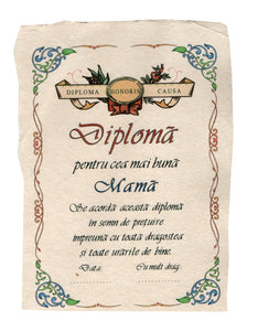Diploma Personalizata Pergament Cadou cu Mesaj Dedicatie pentru Cea Mai Buna Mama Doamne