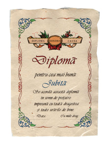 Diploma Personalizata Pergament Cadou Doamne cu Mesaj Dedicatie pentru Cea Mai Buna Iubita Mama Femei