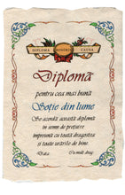 Încărcați imaginea în Galerie, Diploma Personalizata Pergament Cadou cu Mesaj Dedicatie pentru Cea Mai Buna Sotie din Lume 21 cm