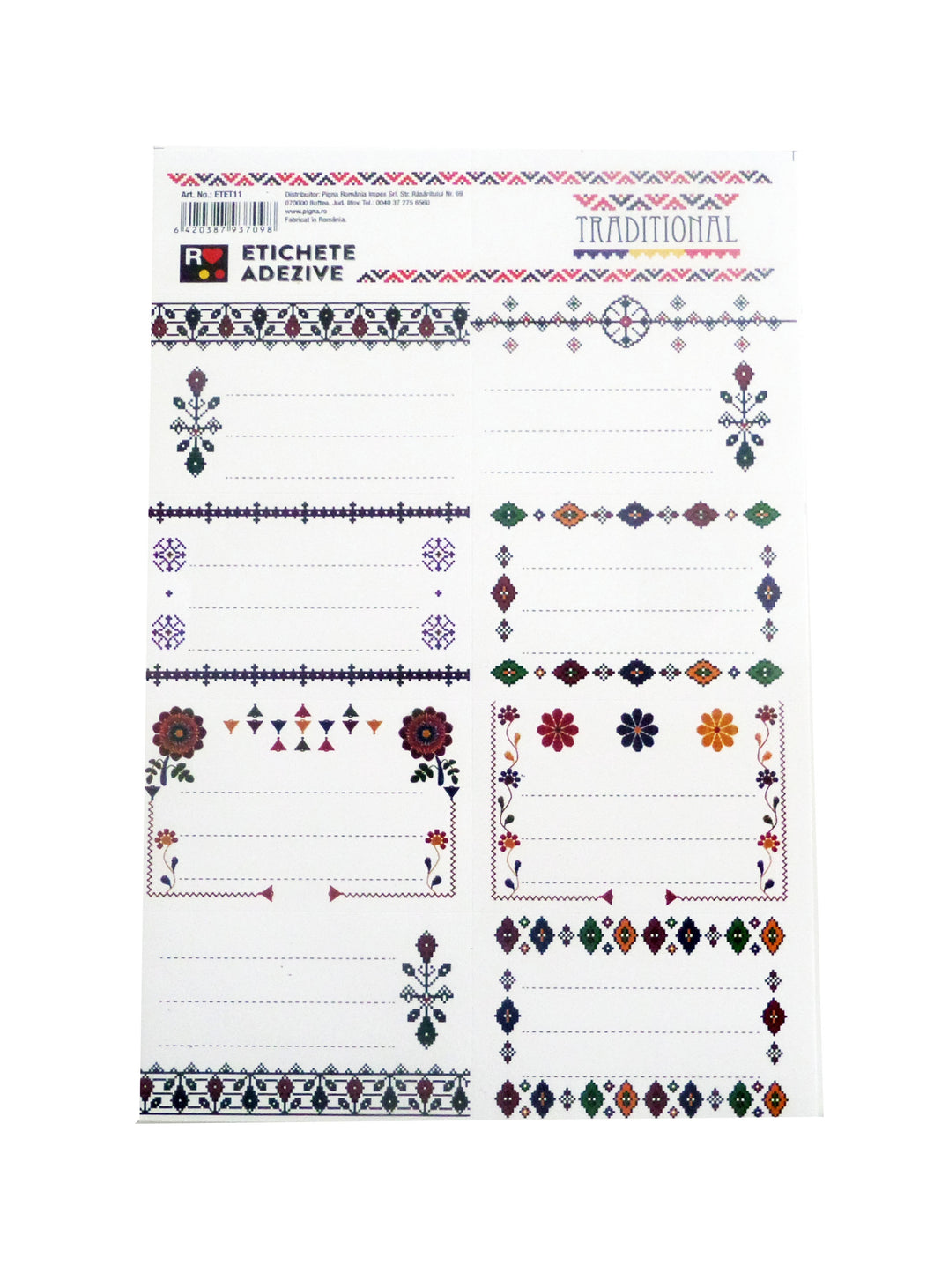 Etichete Autoadezive de Scoala pentru Caiet Set 2 Coli Motive Traditionale Romanesti Taranesti