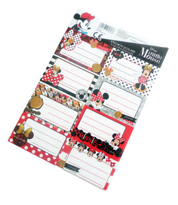 Etichete Scoala pentru Caiet Set 2 Coli sau 16 buc Etichete Disney Rosie Minnie Mousecu Buline Rosii Scolare