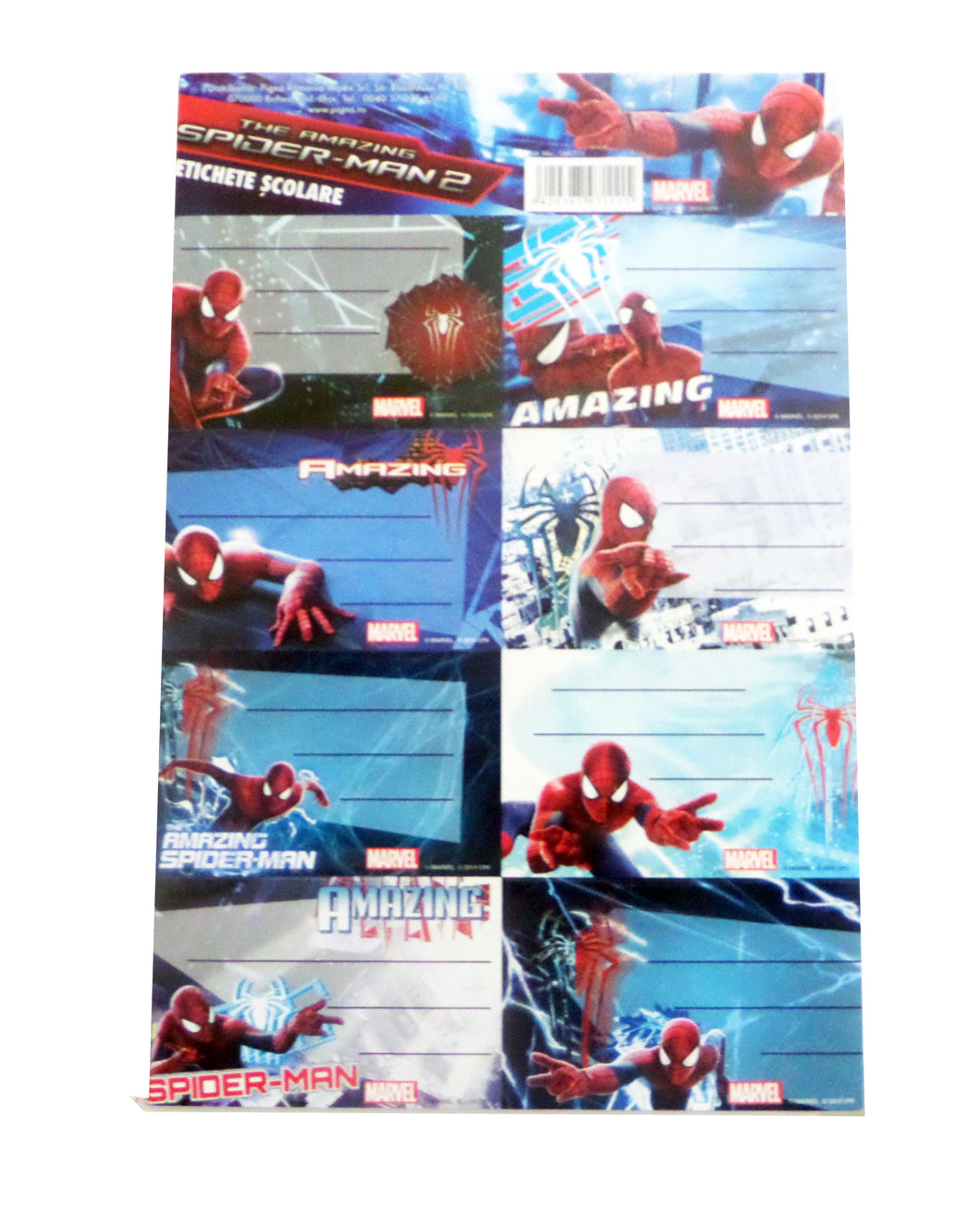  Etichete Scoala pentru Caiet Set 2 Coli sau 16 buc Etichete Marvel The Amazing Spider-Man Uimitorul Omul Paianjen