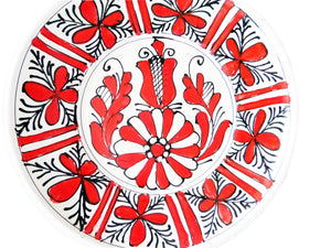 Farfurie Decor cu Motive Traditionale Ceramica de Corund Crini Fluturi si Margarete 16 cm