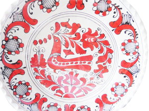 Farfurie Platou Decor cu Motive Traditionale Populare Taranesti Romanesti din Ceramica de Corund Rosie Targu Secuiesc 30 cm