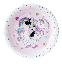 Încărcați imaginea în Galerie, Set Farfurii de Petrecere Party 8 buc Carton Minnie Mouse Pink Unicorn Curcubeu