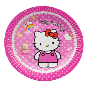 Farfurii din Carton Disney de Petrecere Party Copii Set 10 buc Disney Pisicuta Hello Kitty Pink Happy Birthday Party Copii fetite Fete 