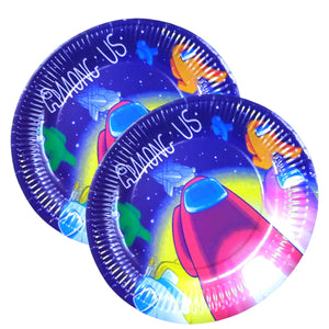 Farfurii din Carton Disney de Petrecere Party Copii Set 10 buc Among Us Printre Noi Impostori si Crewmates de 23 cm fete Cadou Petrecero Baieti