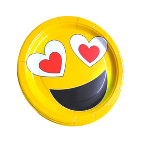 Farfurii din Carton Aniversari de Petrecere Party Copii Set 10 buc Disney Emoji Smile Happy Faces 23 cm fete Inimi