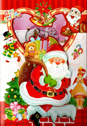 Felicitare Muzicala de Craciun Cadou Carton Mos Craciun cu Inima mov