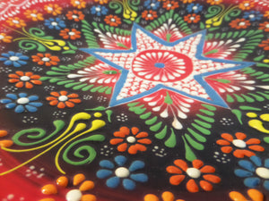 Farfurie Platou cu Model Traditional Turcesc din Ceramica Decorativa Pictata Manual Rosu-Albastru