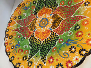 Farfurie Platou cu Model Traditional Turcesc Ceramica Pictat Manual  Portocaliu-Rosu Decorativa 25 cm Etnice Motive Turcesti
