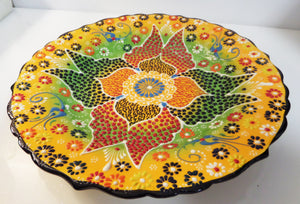 Farfurie Platou cu Model Traditional Turcesc Ceramica Pictat Manual  Portocaliu-Rosu Decorativa 25 cm