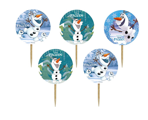 Set Scobitori Cupcake Toppers Candy Bar Round Muffin Prajituri Disney Frozen Regatul de Gheata Olaf