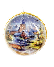 Încărcați imaginea în Galerie, Glob de Craciun Brad Cadou Ornament din Acril 14 cm &#39;&#39;Peisaj Iarna Albastra Aurie&#39;&#39;