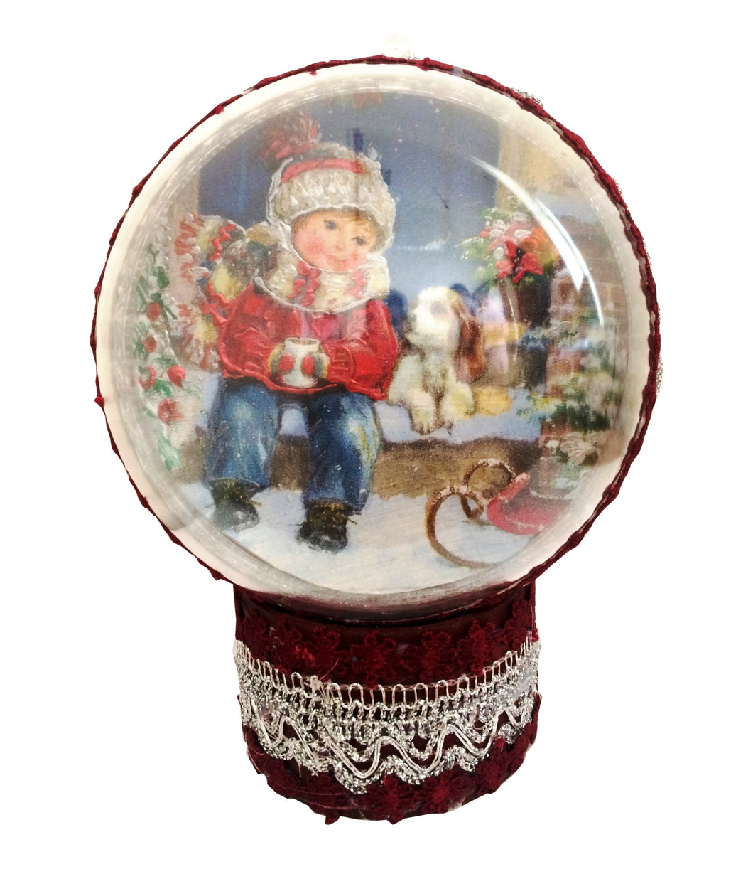 Glob de Craciun Ornament pe Suport 14 cm La o Ceasca de Ceai Fierbinte